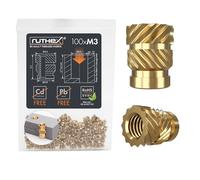 ruthex M3 insert fileté - 100 pièces RX-M3x5,7 douilles filetées en laiton - Écrou stable pour pièces en plastique - Utilisable dans les pièces en plastique imprimées en 3D par chaleur ou ultrasons