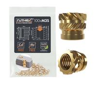 ruthex M3S SHORT insert fileté | 100 pièces RX-M3Sx4.0 douilles filetées en laiton | Écrou stable pour pièces en plastique | Utilisable dans les pièces en plastique imprimées en 3D par chaleur