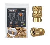ruthex M6 insert fileté | 25 pièces RX-M6x12.7 douilles filetées en laiton | Écrou stable pour pièces en plastique |Utilisable dans les pièces en plastique imprimées en 3D par chaleur ou ultrasons