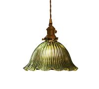 RUTXE Luminaires Suspendus Modernes En Verre Vague Abat-Jour En Verre Serti Plafond Suspension Art Déco Lustre Éclairage Suspendu Pendentif Lumière pour Cuisine Île Salon Restaurant (Green 2)