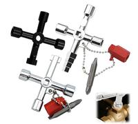 Ruvan 3 Pièces Clé Triangle 4 Voies, Clé Triangulaire Multifonction, Clé Universelle Tous Systèmes De Fermeture Usuels, Pour Poubelle, Armoire Electrique, Boîtier Compteur, Coffret De Compteurs D'eau
