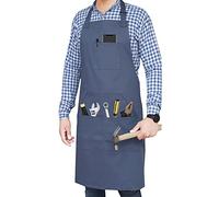 Ruvanti Tablier de travail bleu durable de qualité professionnelle pour homme et femme Tablier de chef tablier de cuisine, barbecue, barbier, tablier en toile, confortable, enrichi en coton. Attaches