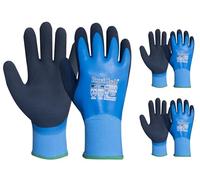 Ruvigrab Lot de 2 paires de gants de travail d'hiver imperméables pour homme et femme, double revêtement en latex, gants de jardinage, lavage de voiture, pêche