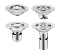 RUWLFE 2 pièces avec Grille Couvercle de Douche Sol Drain Anti-Reflux en Acier Inoxydable évier crépine Dectable Rond Filtre vidange pour Balcon et Jardin(10cm-C)