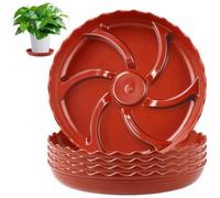 Ruytx Lot de 5 soucoupes pour pot de fleurs - 30 cm - Ronds - Marron rouge - En plastique renforcé - Avec gouttière - Pour l'intérieur et l'extérieur