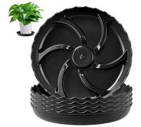 Ruytx Lot de 5 soucoupes rondes pour pot de fleurs - 16 cm - Noir - En plastique renforcé - Avec gouttière - Pour l'intérieur et l'extérieur