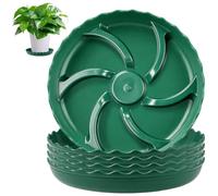 Ruytx Lot de 5 soucoupes rondes pour pot de fleurs - 20 cm - Vert - En plastique renforcé - Avec gouttière - Pour l'intérieur et l'extérieur