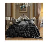 RUZGAR Drap Plat en Soie Lavée 170x230cm 230x250cm Drap de Dessus Rafraîchissant Super Doux et Soyeux Draps de Lit 2 Personnes Lisses et Respirants (Color : Black, Size : 230x250cm)
