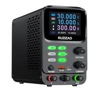 RUZIZAO Alimentation de Laboratoire 30V 10A 300W Alimentation Stabilisée Réglable DC avec Écran LCD 5 Chiffres, Affichage Précis mA du Courant, Stockage de Réglages Alimentation Hyperbolique Affichage