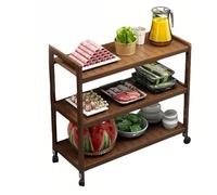 Rv2sGf3kH Chariot de Cuisine Chariot de Rangement Roulant à 3 Niveaux, Support Utilitaire Mobile for Cuisine et Restaurant for Les Repas(Bruin,Petit)