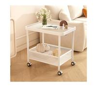 Rv2sGf3kH Chariot de Cuisine Table d'appoint Mobile, Support de Stockage à Double Couche avec Roues, collations en Verre, Chariot au Sol, Cuisine(Blanc)