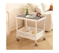 Rv2sGf3kH Chariot de Cuisine Table d'appoint Mobile, Support de Stockage à Double Couche avec Roues, collations en Verre, Chariot au Sol, Cuisine(Noir)