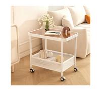Rv2sGf3kH Chariot de Cuisine Table d'appoint Mobile, Support de Stockage à Double Couche avec Roues, collations en Verre, Chariot au Sol, Cuisine(Dark Brown)