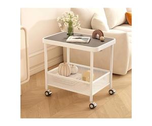 Rv2sGf3kH Chariot de Cuisine Table d'appoint Mobile, Support de Stockage à Double Couche avec Roues, collations en Verre, Chariot au Sol, Cuisine(Noir)