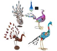 RVB LED solaire paon décoration de jardin lampes sur pied extérieures terrasses colorées balcon figure animale lampes Pink