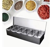 RVS Kruidenopbergdoos mit 6 Fächern – Spiegeleimer für Gewürze & Dips