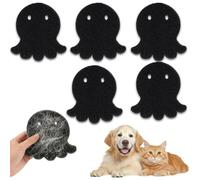 RVYEIOP 5 Pièces Boule Anti Poils Machine à Laver, Attrape Poils Animaux en Forme de Poulpe, Balle de Lavage Réutilisable pour Éliminer Poils de Chat, Chien et Peluches sur les Vêtements, Noir, 2,5cm