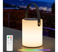 RWWR Lampe de Table Solaire LED 8 Couleurs Lampe de Table Exterieur sans fil avec remote Dimmable 2 in1 Rechargeable Lampe de Table Pile IP44 Pour Balcon Jardin Terrasse camping (C)