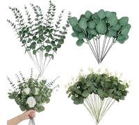 RXKFIGX 30 Pièces Eucalyptus Artificiel, Feuillage Artificiel Feuille Eucalyptus Plantes Artificielles Branche Decorative pour Decoration Maison, Mariage Cuisine Composition Florale de Bureau