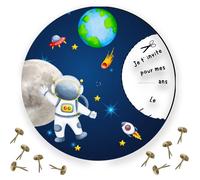 RXLITE KIT créatif Invitations Anniversaire à gratter thème ASTRONAUTE :10 Cartes rondes et attaches parisiennes