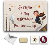 RXLITE KIT créatif Invitations Anniversaire à gratter thème HARRY POTTER :10 Cartes Stickers Dorés Enveloppes Blanches