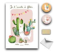 RXLITE Kit créatif lot de 10 Cartes d'invitation anniversaire à gratter avec motif alpaga lama - Enveloppes, stickers et autocollants dorés inclus pour une fête d'anniversaire inoubliable