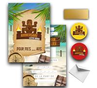 RXLITE Kit créatif premium Invitation anniversaire Thème Koh Lanta - Autocollants à gratter, et plus - Idéal pour garçons et filles - Lot de cartons d'invitation pour une fête inoubliable
