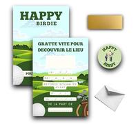 RXLITE Kit créatif premium Invitations Anniversaire Thème golf - Festives et ludiques, avec autocollants personnalisables et enveloppes dorées - Faites de chaque anniversaire un moment inoubliable !