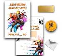 RXLITE Kit créatif premium Invitations Anniversaire Thème Naruto - Festives et ludiques, avec autocollants personnalisables et enveloppes dorées - Faites de chaque anniversaire un moment inoubliable !
