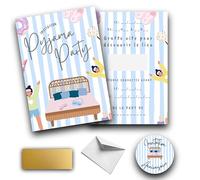 RXLITE Kit créatif premium Invitations Anniversaire Thème pyjama - Festives et ludiques, avec autocollants personnalisables et enveloppes dorées - Faites de chaque anniversaire un moment inoubliable !