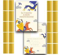 RXLITE Kit créatif premium ludique et participatif de 20 Cartes d'invitation anniversaire à gratter thème Chevalier en français: 20 cartons et 20 autocollants magiques dorés à gratter