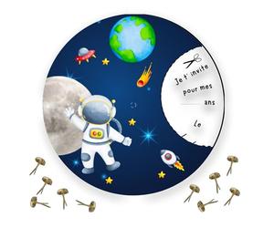 RXLITE Kit PREMIUM de 10 Cartes d'Invitation Anniversaire Astronaute unique avec Atelier Créatif - Cartes Rondes Idéales pour Enfants, Filles et Garçons, Activité Ludique et Originale