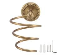 RXMORI Support pour sèche-cheveux, support mural en laiton antique, support mural rétro pour sèche-cheveux, support de suspension en spirale finition bronze