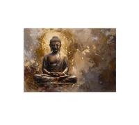 RXNHGJDS Abstrait Méditant Bouddha Statue Assis Lotus Religieux Toile Peinture Mur Art Photo Chambre Moderne Décor À La Maison Cuadros 120x80 cm(47x31in) uniquement toile