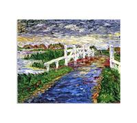 RXNHGJDS Emil Nolde Célèbres Impression sur toile Reproduction de Fleurs à l'huile Pont dans le marais Tableau Bouquet de Fleurs Colorées Mural Decoration Salon chambre 70x60cm Sans cadre