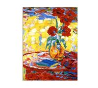 RXNHGJDS Emil Nolde Célèbres Impression sur toile Reproduction de Fleurs à l'huile Vase rouge Tableau Bouquet de Fleurs Colorées Mural Decoration Salon chambre 50x40cm Sans cadre