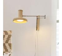 RXPVUXE Applique Murale à Bras oscillant de Couleur crème, Lampe de Lecture de Chevet de Chambre à Coucher en Chrome avec Cordon de Prise et Interrupteur Marche/arrêt, luminaire Mural Flexible en Fer