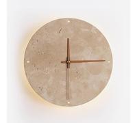 RXPVUXE Applique murale ronde en travertin jaune, applique murale moderne en pierre à LED, luminaire mural créatif en forme d'horloge, lumière chaude 3000K, appliques murales de intérieure(30cm)