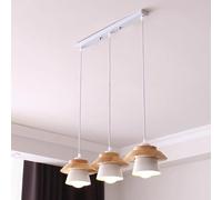 RXPVUXE Lustre de Ferme linéaire, éclairage d'îlot Rustique à 3 lumières, plafonnier en Bois pour Cuisine et Salle à Manger, Lampe Suspendue Blanche Moderne réglable pour Salle à Manger, E27