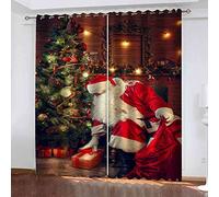 RXWZRL Lot De 2 Rideaux Et Draperies Intérieurs, Rideau Occultant avec Oeillets pour Chambre Adulte, Rideau Décoration De Fenêtre pour Salon 140X260Cm (L X H) 3D Modèle De Père Noël Motif