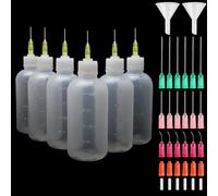 Rybtd 6 Pièces Applicateur de Bouteille Aiguille 100ml Precision Tip Applicator Bottle，Flacons à Aiguilles avec Aiguilles de Distribution et Capuchons pour Liquide,Huile de Colle,Peinture Acrylique