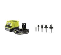 Ryobi - 1 Batterie One+ Lithium+ 18V - 2Ah et 1 Chargeur Rapide 2A - RC18120-120CG & Coffret 5 Fraises panachées Queue diam. 6 mm - RAKRBS5