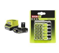 Ryobi - 1 Batterie One+ Lithium+ 18V - 2Ah et 1 Chargeur Rapide 2A - RC18120-120CG & Coffret antichocs 31 Accessoires de vissage : 30 Embouts PH/PZ/SL/Hex/TX + 1 Porte-Embout