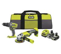 RYOBI 18 V ONE+, kit de démarrage 6 pièces RCK182O-242SZL, comprenant : perceuse-visseuse à percussion et autres accessoires