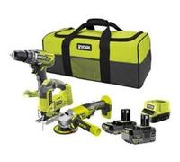 RYOBI 3 outils : 1 perceusevisseuse R18DD3 1 meuleuse 115 mm 1 scie sauteuse 2 batte G