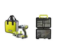 Ryobi 5133003614 R18PDBL-252S Perceuse, 18 V, Noir, Jaune & - Coffret 60 accessoires de perçage et de vissage - RAK60DDF