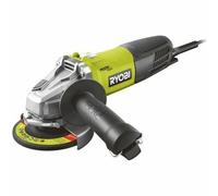 RYOBI - Meuleuse d'Angle Filaire 800W 125mm - 12 000 tr/min - Livrée avec 1 Disque à Ébarber le Métal Ø 125 mm et 1 Poignée Latérale 2 Positions - Protection Anti-Démarrage - RAG800-125G