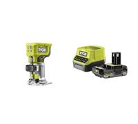 Ryobi - Affleureuse à bois 18V - 30 000 tr/min - pince 6 mm - course berceau 38 mm & 1 batterie ONE+ lithium+ 18V - 2Ah et 1 chargeur rapide 2A - RC18120-120CG