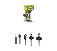 Ryobi - Affleureuse à bois 18V - 30 000 tr/min - pince 6 mm - course berceau 38 mm & Coffret 5 fraises panachées queue diam. 6 mm - RAKRBS5