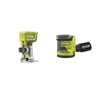 Ryobi - Affleureuse à bois 18V - 30 000 tr/min - pince 6 mm - course berceau 38 mm & Ponceuse excentrique 18 Volts ONE - 125 mm - 3 abrasifs - RROS18-0
